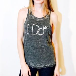 4/$25 Modern Lux Bride Collection ‘I Do’ Graphic Tank Top in Grey size Small